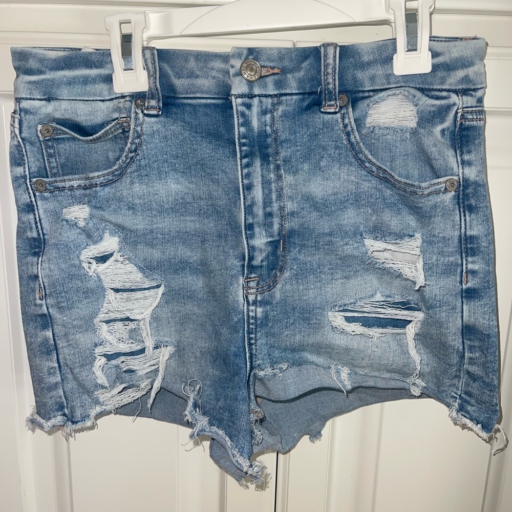 American Eagle Size 6‎ Curvy Hi-Rise Shortie Ne(x)t Level Distressed Jean Shorts